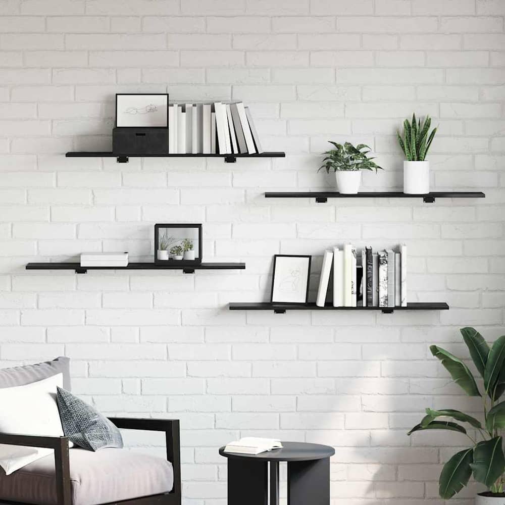 Bookshelf Boards 100x20x1.5 cm Engineered Wood 4 pcs Black oak