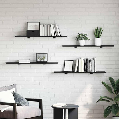 Bookshelf Boards 100x20x1.5 cm Engineered Wood 4 pcs Black oak