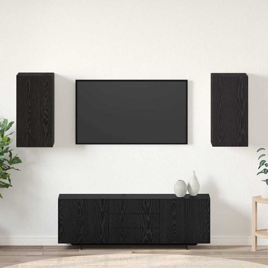 TV Cabinet Set 30.5x30x60 cm Engineered Wood 2 pcs Black oak