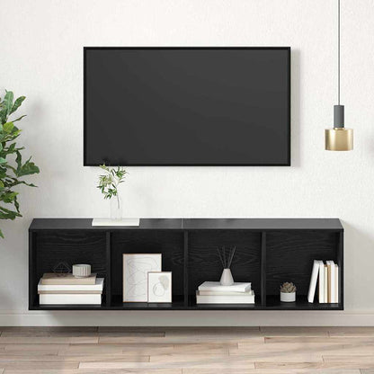 vidaXL TV Cabinet Set 37 x 37 x 142.5 cm Black Oak Engineered Wood 4