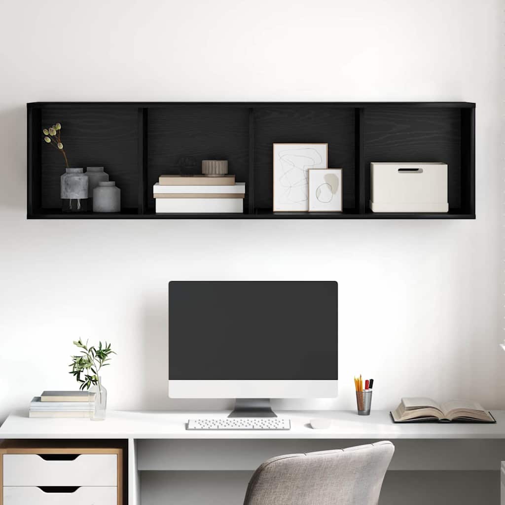 vidaXL TV Cabinet Set 37 x 37 x 142.5 cm Black Oak Engineered Wood 5