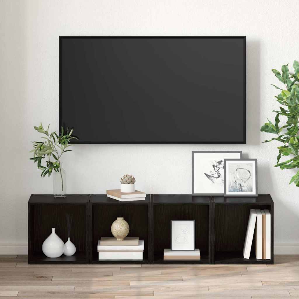 vidaXL TV Cabinet Set 4 pcs Black Engineered Wood 4