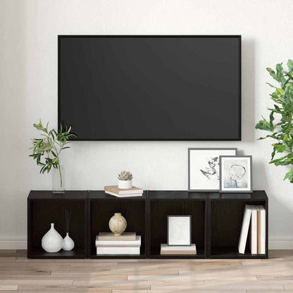 vidaXL TV Cabinet Set 4 pcs Black Engineered Wood 4