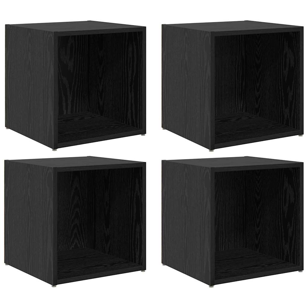 vidaXL TV Cabinet Set 4 pcs Black Engineered Wood 2