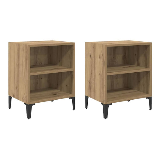 Bed Cabinets with Metal Legs 40x30x50 cm 2 Artisan oak