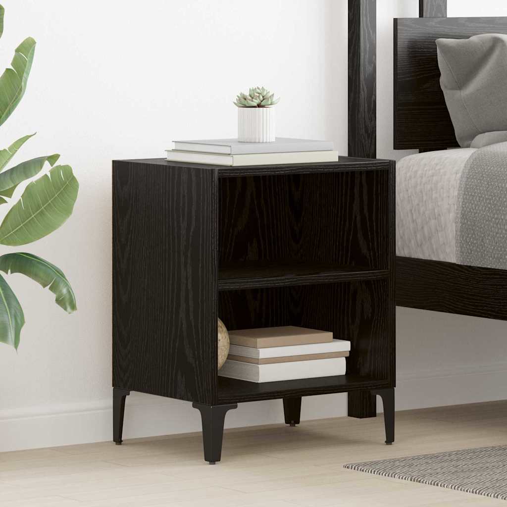 vidaXL Bedside Cabinet 2 pcs Black Oak 40 x 30 x 50 cm Engineered Wood 1