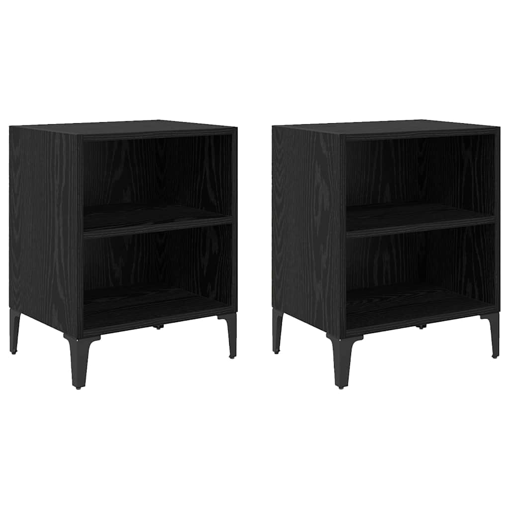 vidaXL Bedside Cabinet 2 pcs Black Oak 40 x 30 x 50 cm Engineered Wood 2