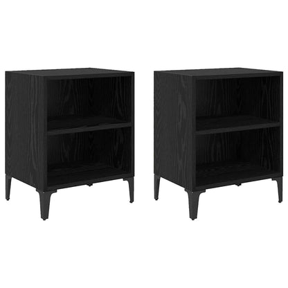 vidaXL Bedside Cabinet 2 pcs Black Oak 40 x 30 x 50 cm Engineered Wood 2