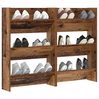 vidaXL Shoe Cabinet 2 pcs 60 x 18 x 90 cm Engineered Wood Old Wood 3