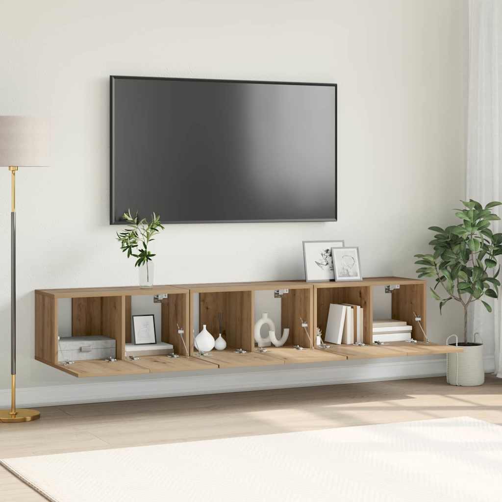 vidaXL TV Cabinet Set 3 pcs Brown Engineered Wood 1