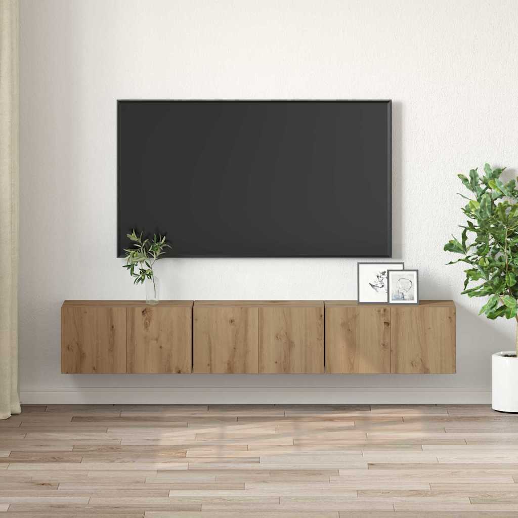 vidaXL TV Cabinet Set 3 pcs Brown Engineered Wood 4