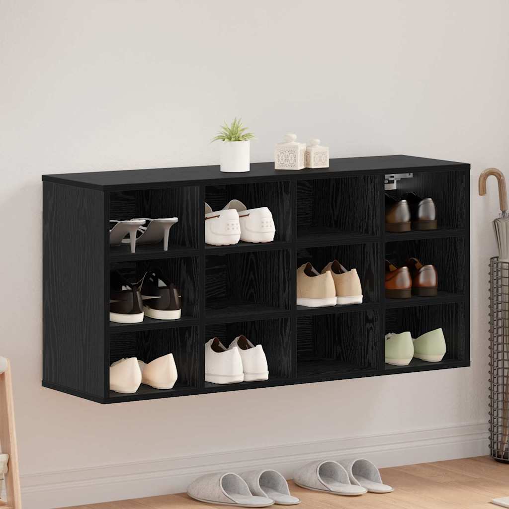 vidaXL Shoe Cabinet 103 x 30 x 51 cm Engineered Wood Black Oak 1