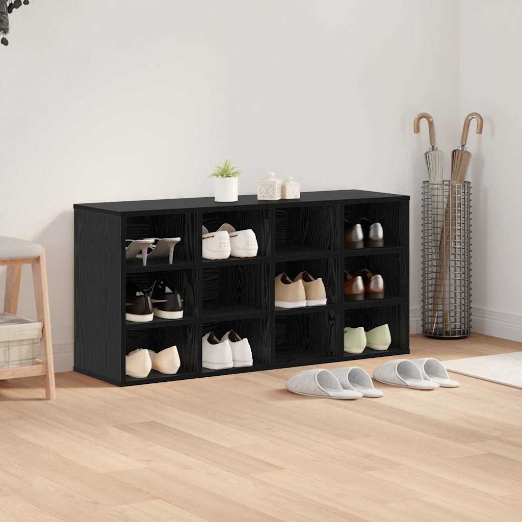 vidaXL Shoe Cabinet 103 x 30 x 51 cm Engineered Wood Black Oak 4