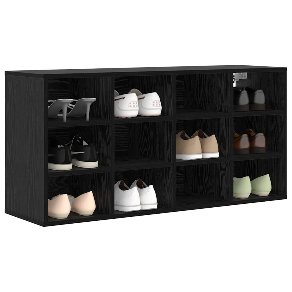 vidaXL Shoe Cabinet 103 x 30 x 51 cm Engineered Wood Black Oak 3