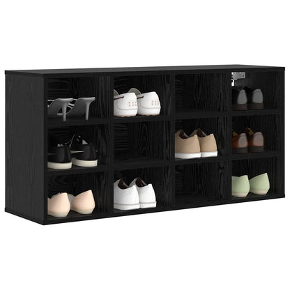 vidaXL Shoe Cabinet 103 x 30 x 51 cm Engineered Wood Black Oak 3