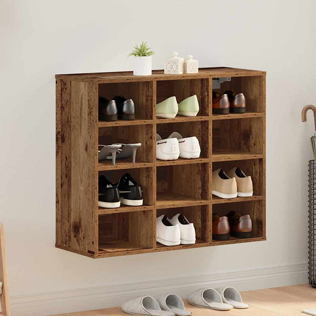 vidaXL Shoe Cabinet 77.5 x 30 x 67 cm Engineered Wood Old Wood 1