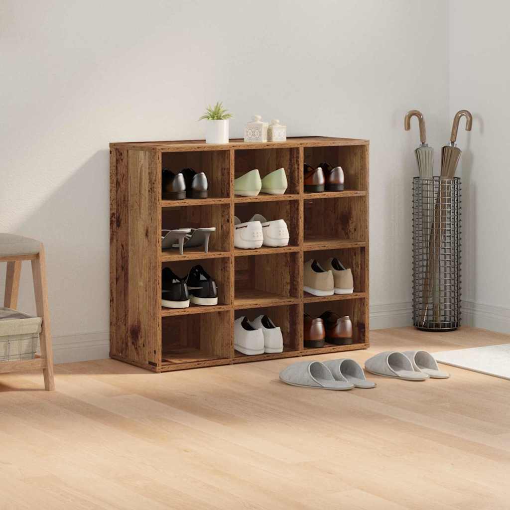vidaXL Shoe Cabinet 77.5 x 30 x 67 cm Engineered Wood Old Wood 4