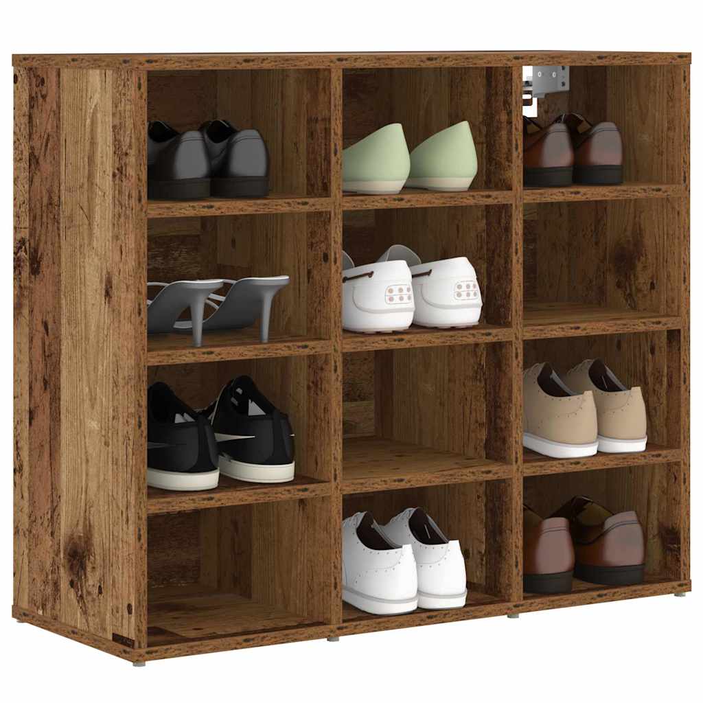 vidaXL Shoe Cabinet 77.5 x 30 x 67 cm Engineered Wood Old Wood 3