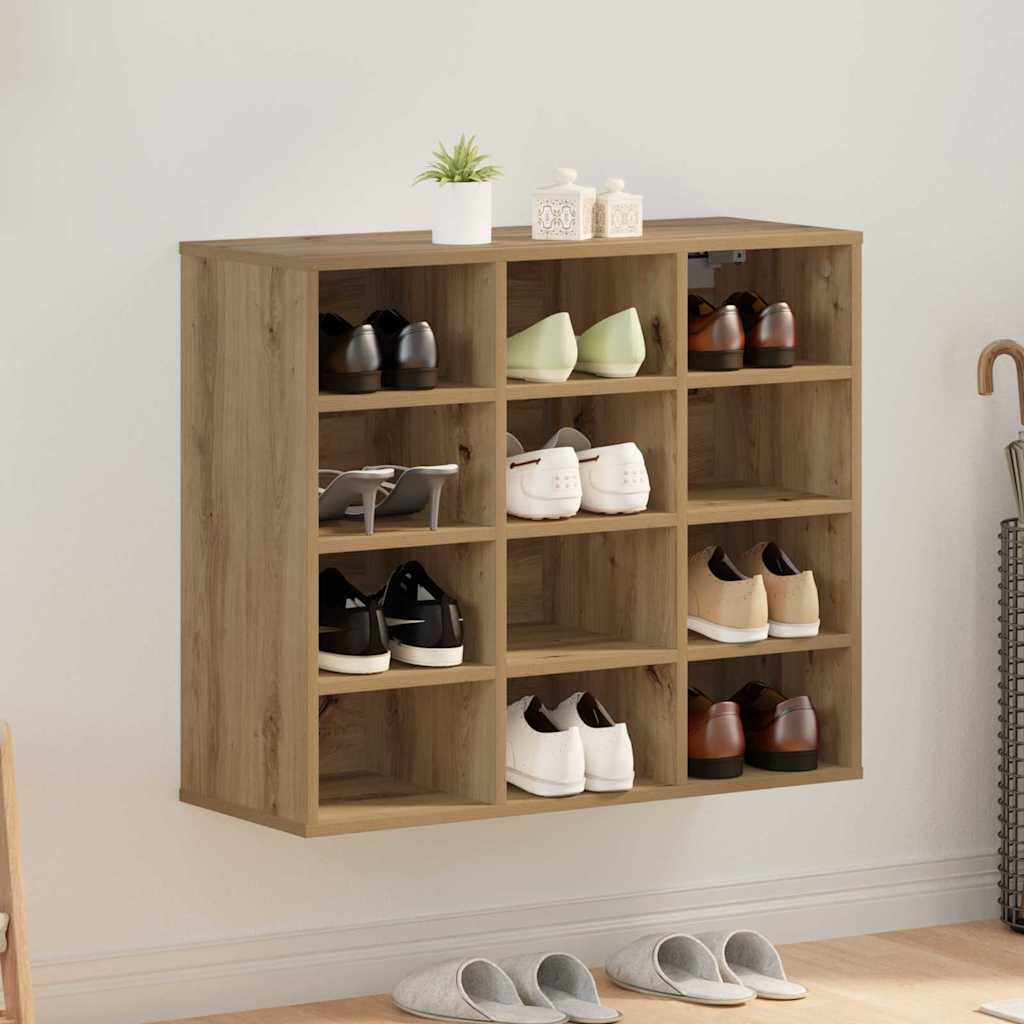 vidaXL Shoe Cabinet 77.5 x 30 x 67 cm Engineered Wood Artisan Oak 1