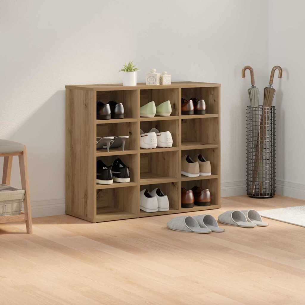 vidaXL Shoe Cabinet 77.5 x 30 x 67 cm Engineered Wood Artisan Oak 4