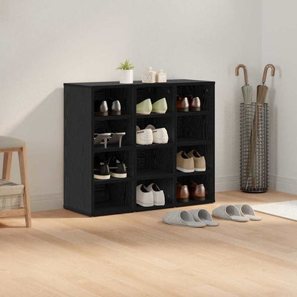vidaXL Shoe Cabinet 77.5 x 30 x 67 cm Engineered Wood Black Oak 4