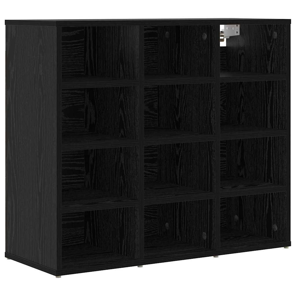 vidaXL Shoe Cabinet 77.5 x 30 x 67 cm Engineered Wood Black Oak 2