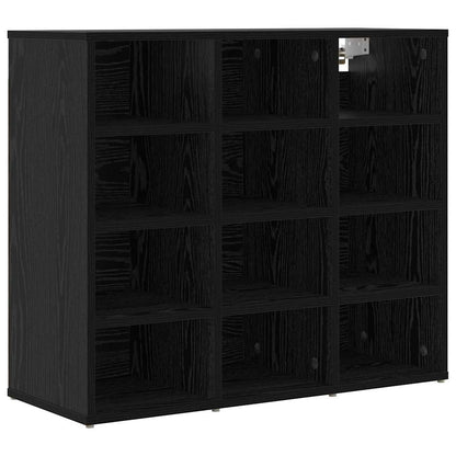 vidaXL Shoe Cabinet 77.5 x 30 x 67 cm Engineered Wood Black Oak 2