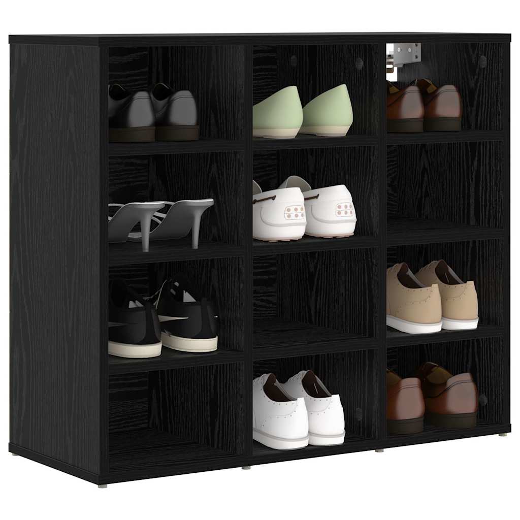 vidaXL Shoe Cabinet 77.5 x 30 x 67 cm Engineered Wood Black Oak 3