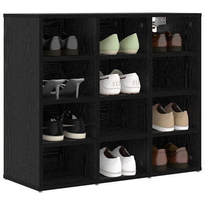 vidaXL Shoe Cabinet 77.5 x 30 x 67 cm Engineered Wood Black Oak 3