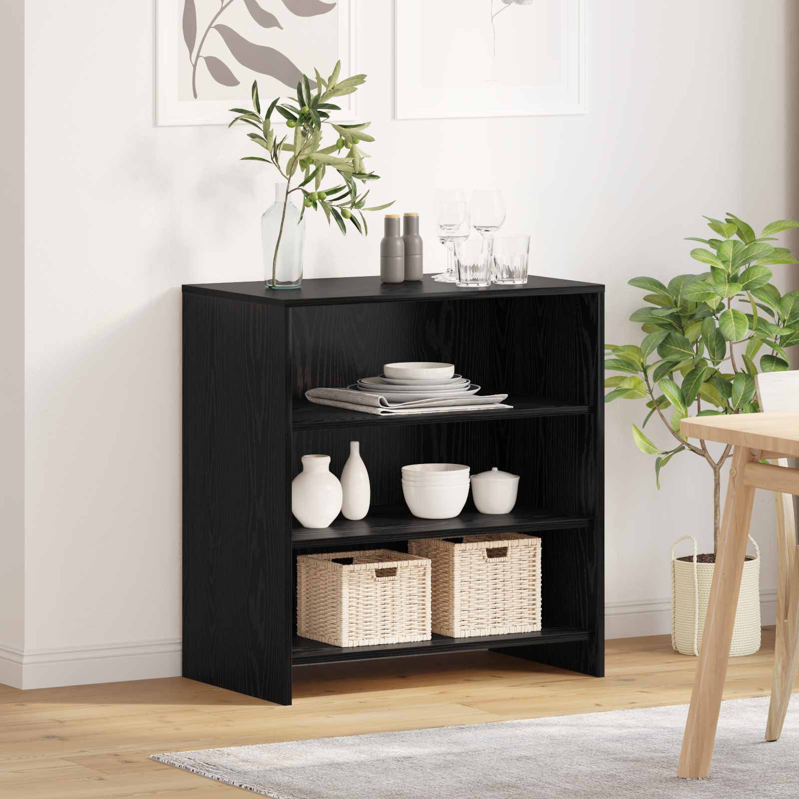 vidaXL Sideboard Black 70 x 41 x 75 cm Engineered Wood 4