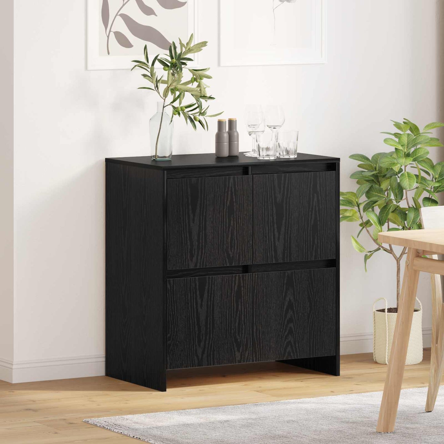 vidaXL Sideboard Black Oak 70 x 41 x 75 cm Engineered Wood 4