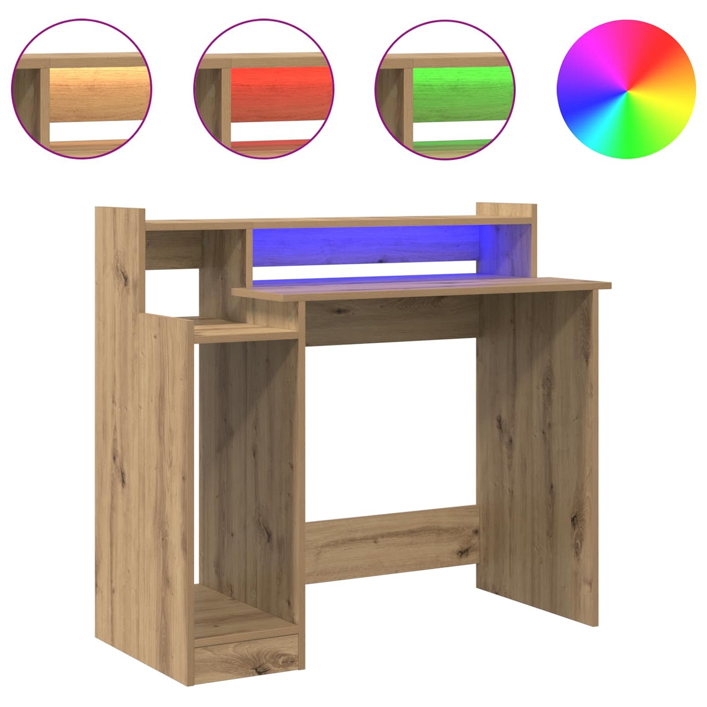 vidaXL Desk Artisan Oak 97 x 45 x 90 cm Engineered Wood 4