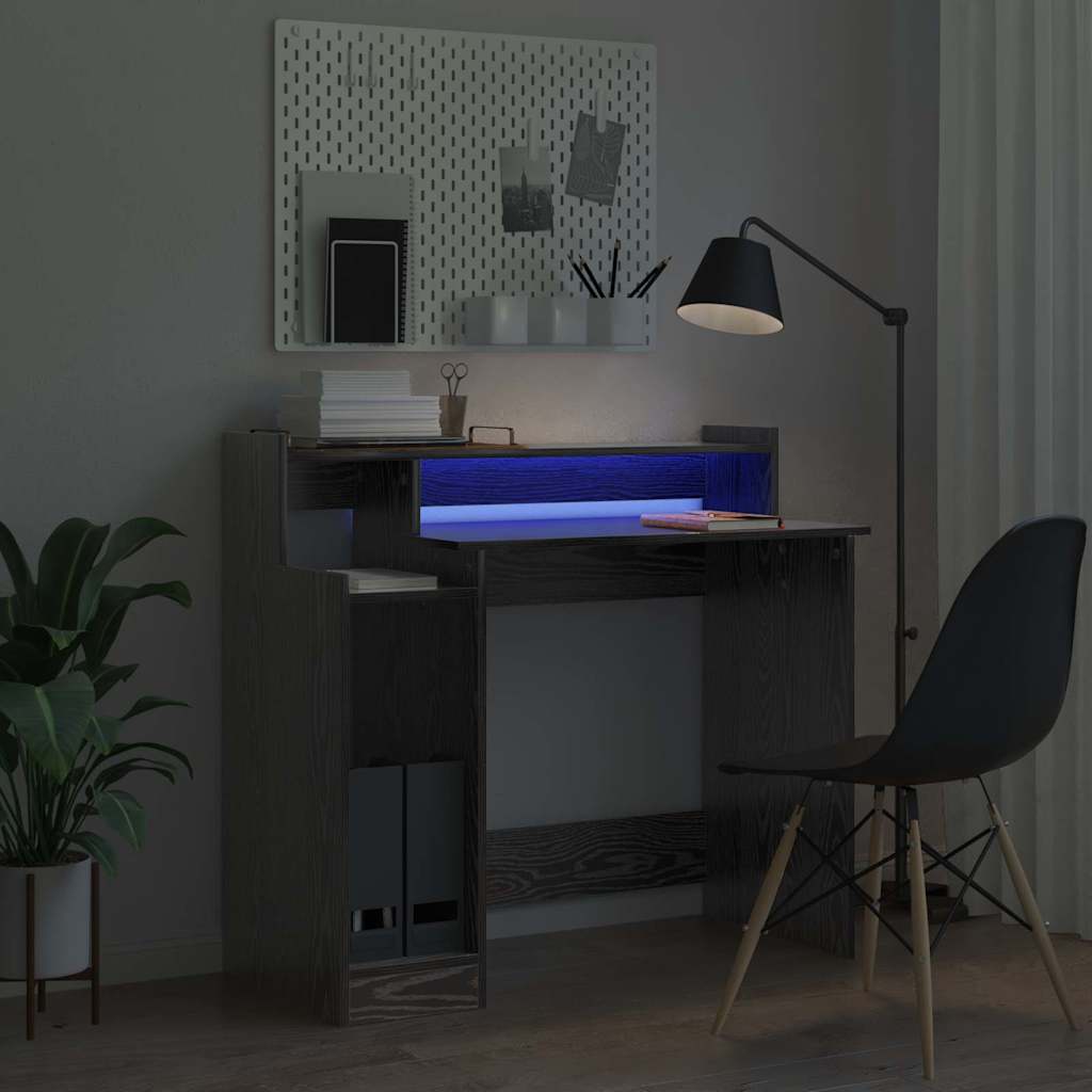 vidaXL Desk Black Oak 97 x 45 x 90 cm Engineered Wood 6
