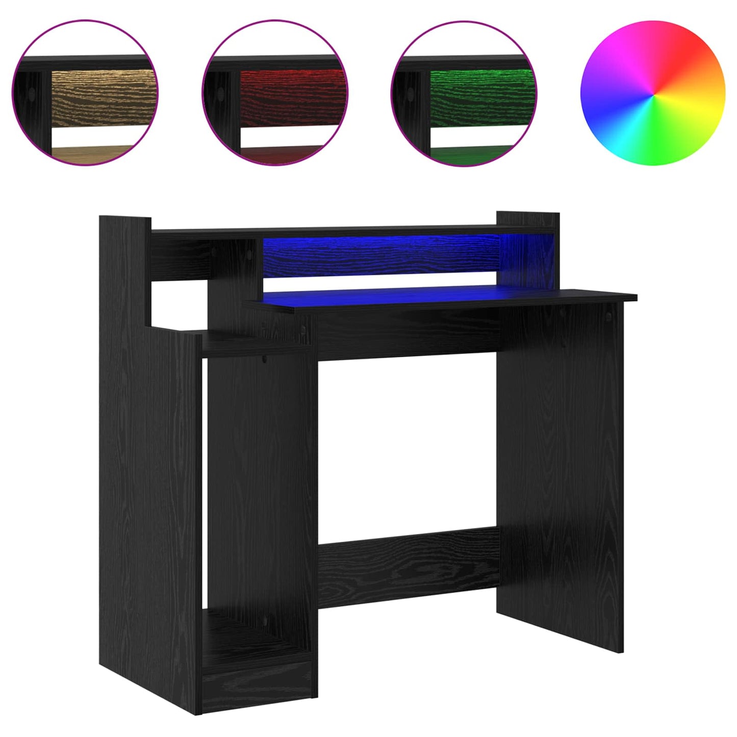 vidaXL Desk Black Oak 97 x 45 x 90 cm Engineered Wood 4