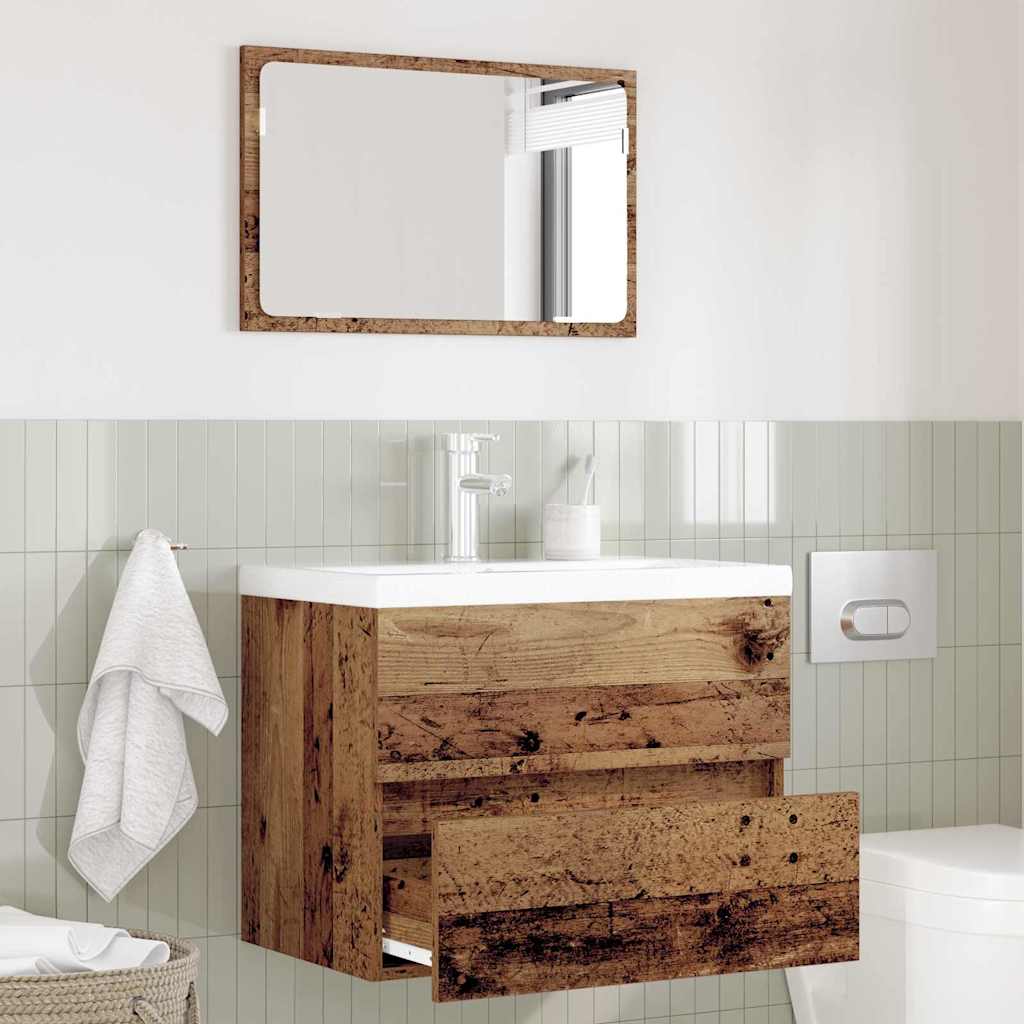 vidaXL Bathroom Furniture Set 2 pcs Old Wood Engineered Wood and Metal 1