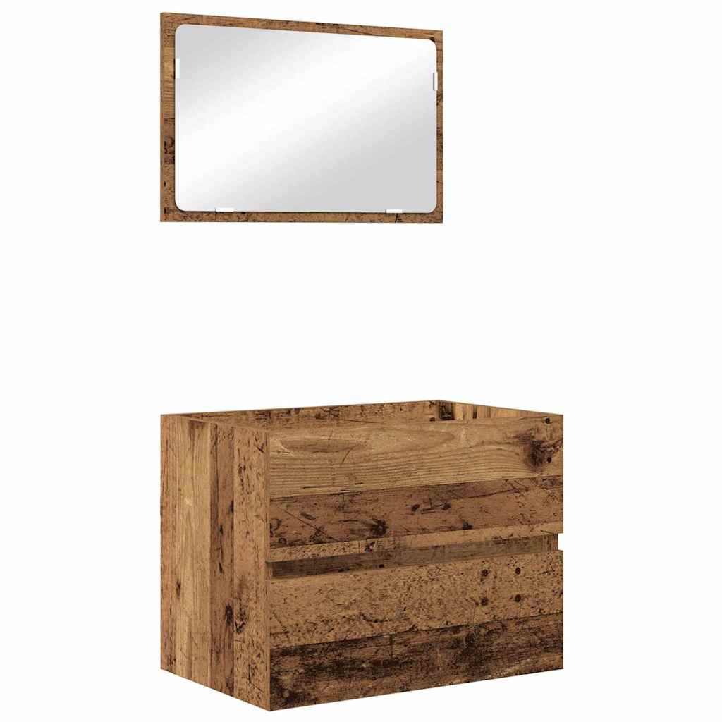 vidaXL Bathroom Furniture Set 2 pcs Old Wood Engineered Wood and Metal 2