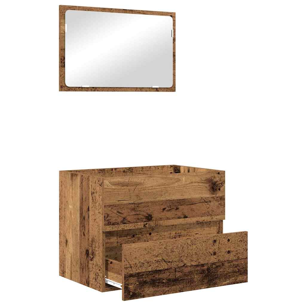 vidaXL Bathroom Furniture Set 2 pcs Old Wood Engineered Wood and Metal 5