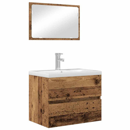 vidaXL Bathroom Furniture Set 2 pcs Old Wood Engineered Wood and Metal 3