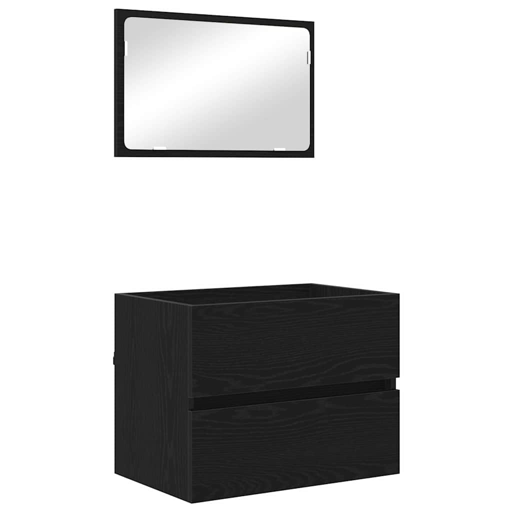 vidaXL Bathroom Furniture Set 2 pcs Black Oak 2
