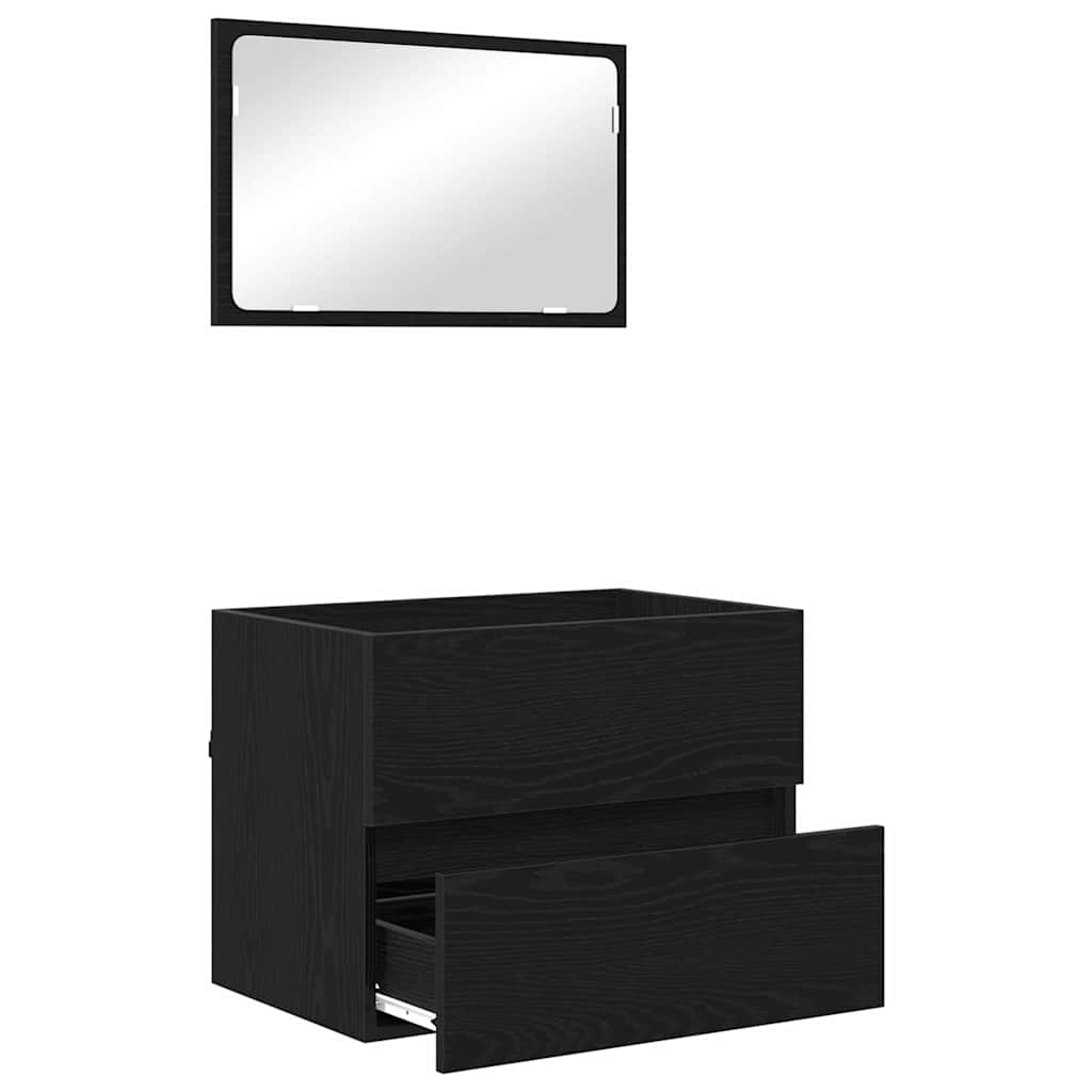 vidaXL Bathroom Furniture Set 2 pcs Black Oak 5