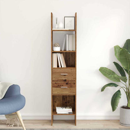 vidaXL Book Cabinet 2-Tier 40 x 35 x 180 cm Engineered Wood Old wood 1