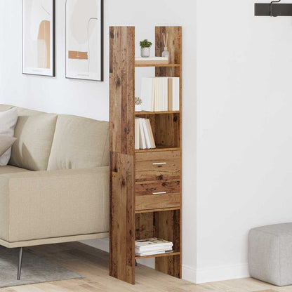 vidaXL Book Cabinet 2-Tier 40 x 35 x 180 cm Engineered Wood Old wood 4