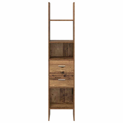 vidaXL Book Cabinet 2-Tier 40 x 35 x 180 cm Engineered Wood Old wood 6