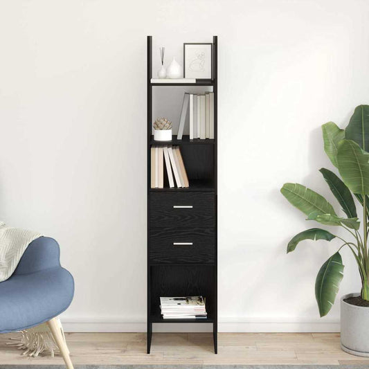 vidaXL Book Cabinet 2-Tier 40 x 35 x 180 cm Engineered Wood Black oak 1