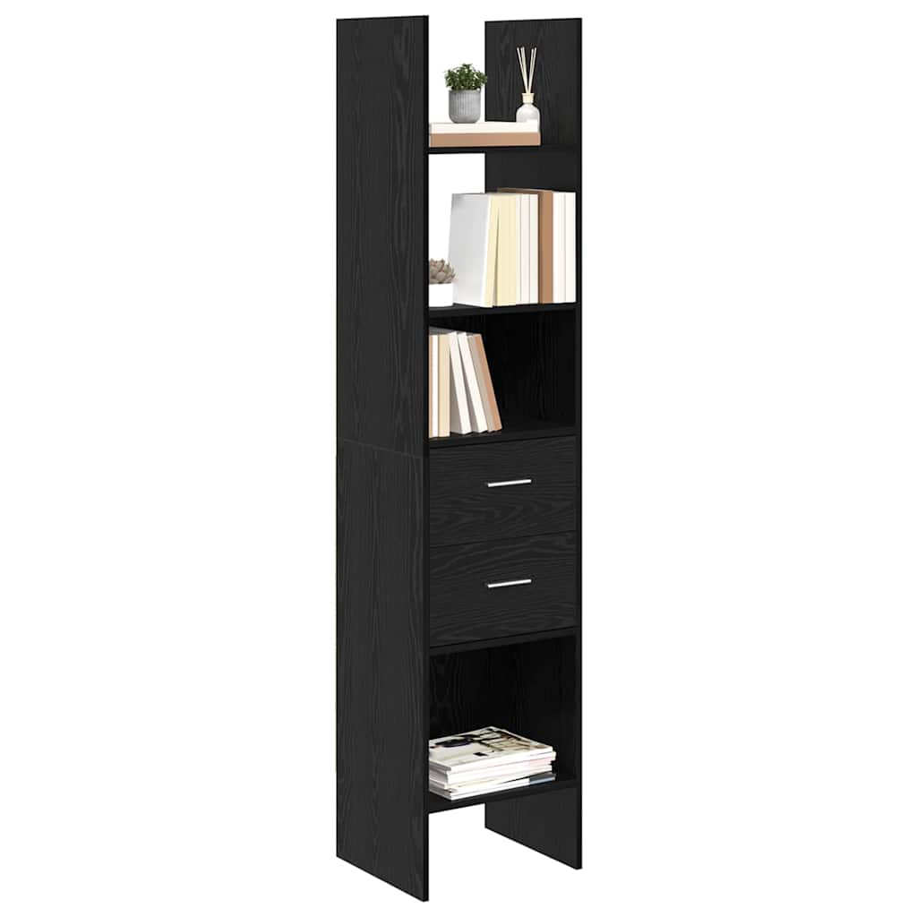 vidaXL Book Cabinet 2-Tier 40 x 35 x 180 cm Engineered Wood Black oak 3