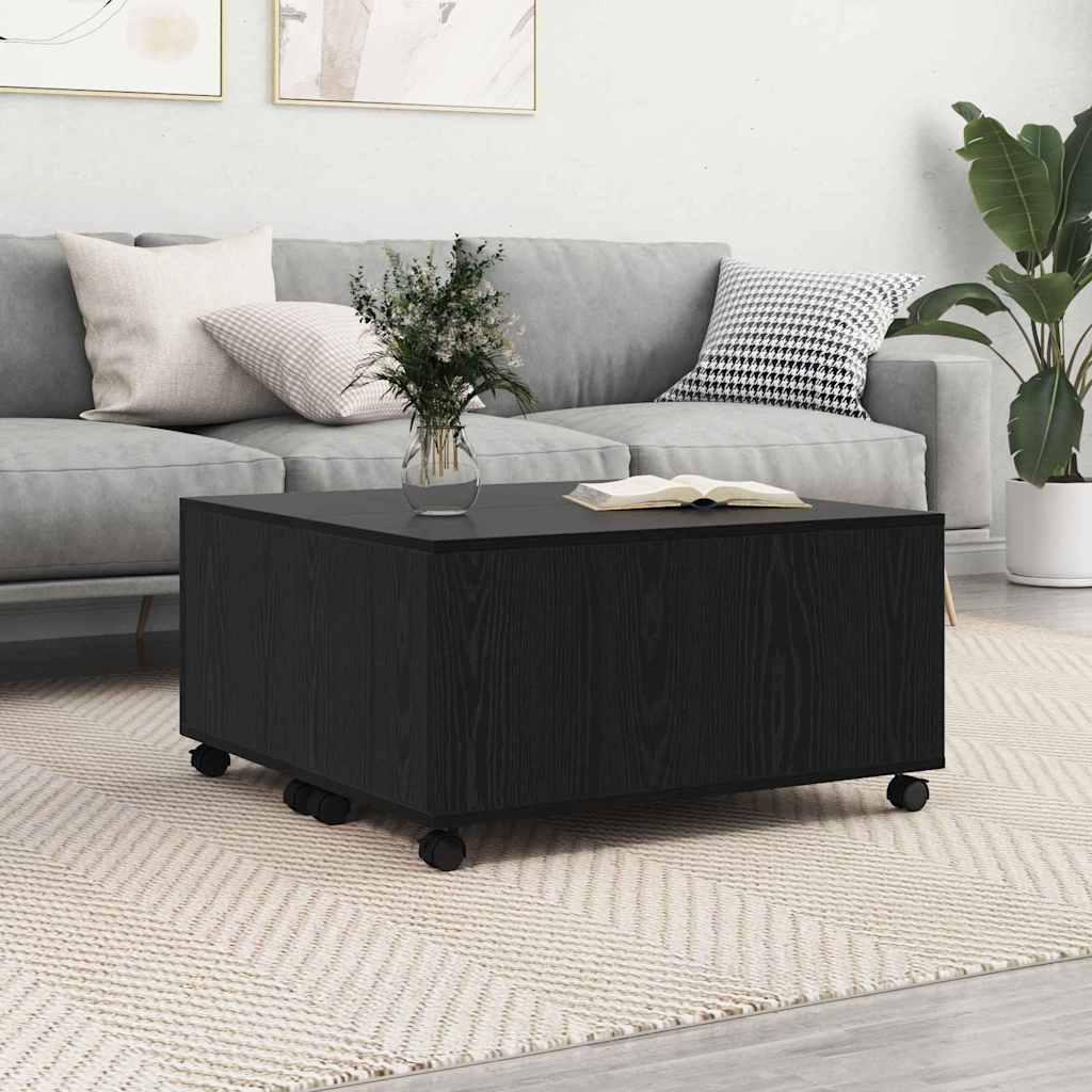 vidaXL Coffee Table Black Oak 75 x 75 x 38 cm Engineered Wood 1