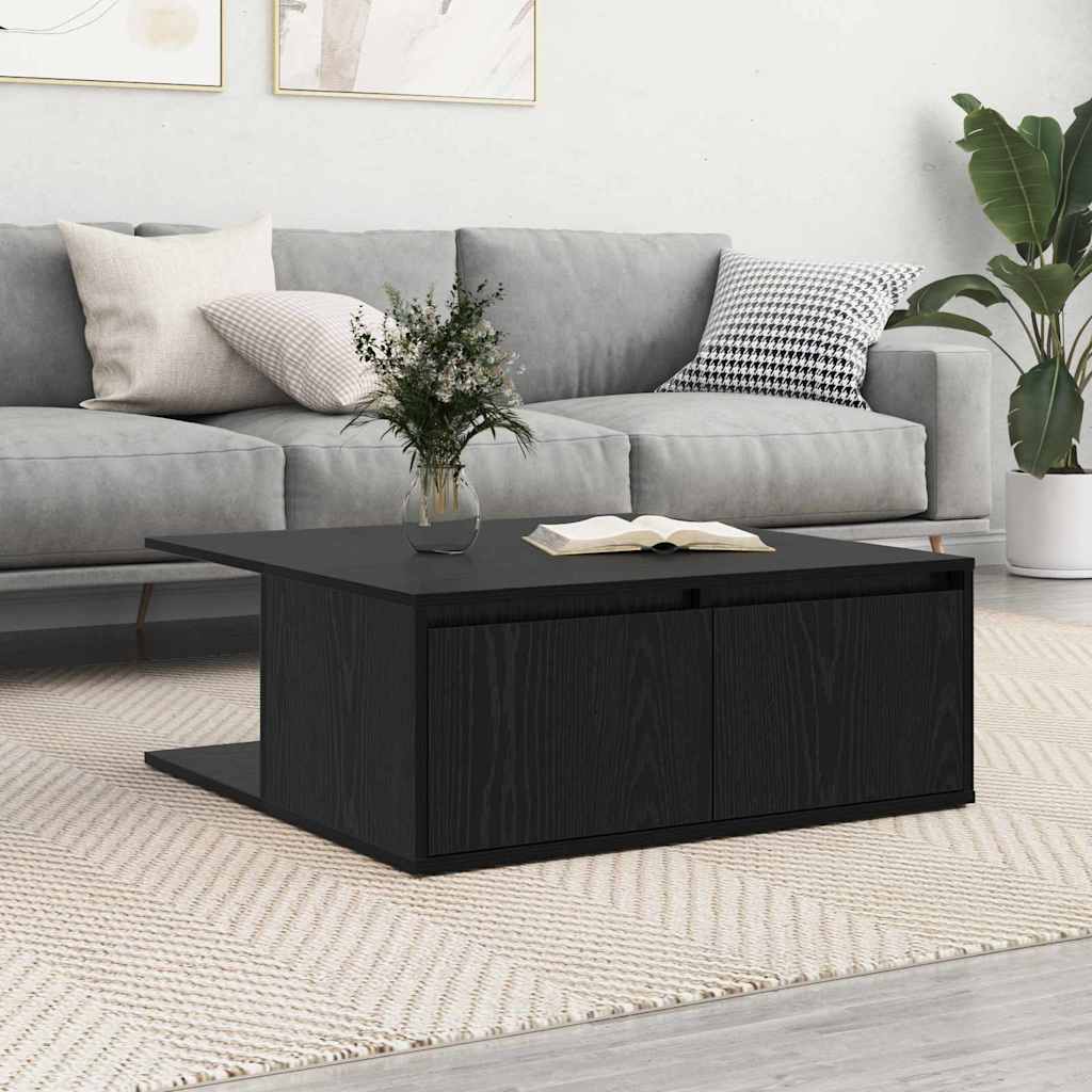 vidaXL Coffee Table Black oak 80 x 80 x 31 cm Engineered Wood 1