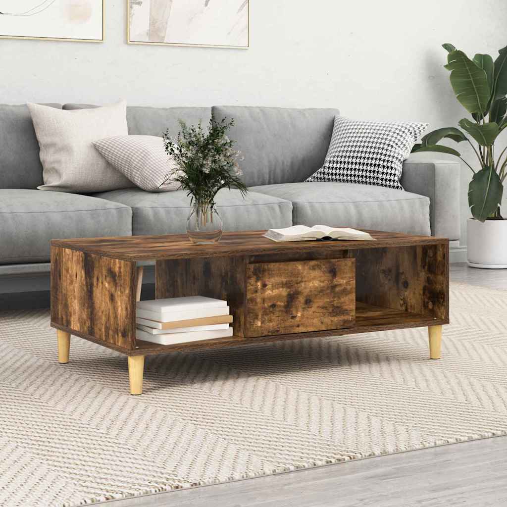 vidaXL Coffee Table Smoked Oak 102 x 55 x 35 cm Engineered Wood 1