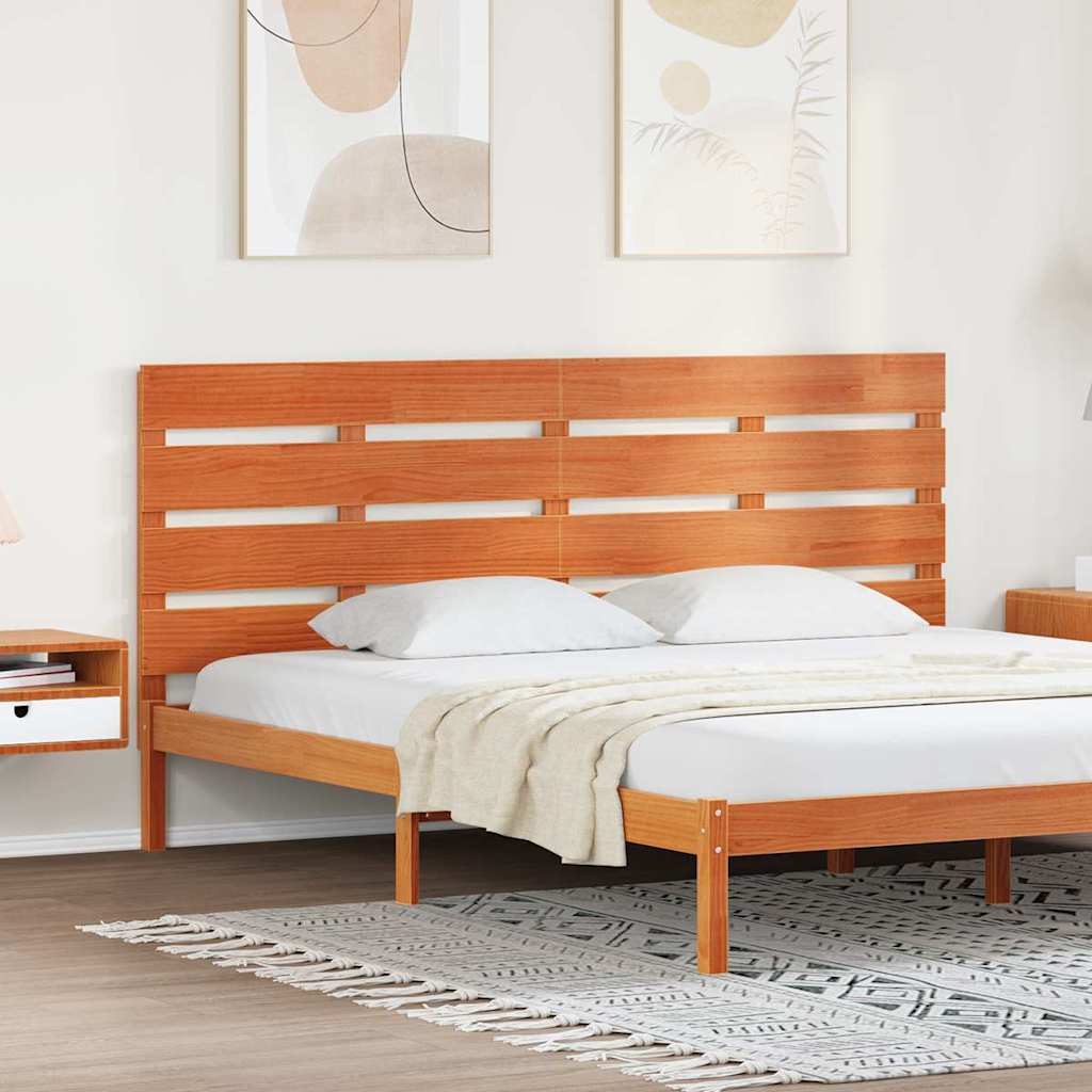 vidaXL Headboard Wax Brown 200.5 x 3 x 80 cm Solid Pine Wood 1