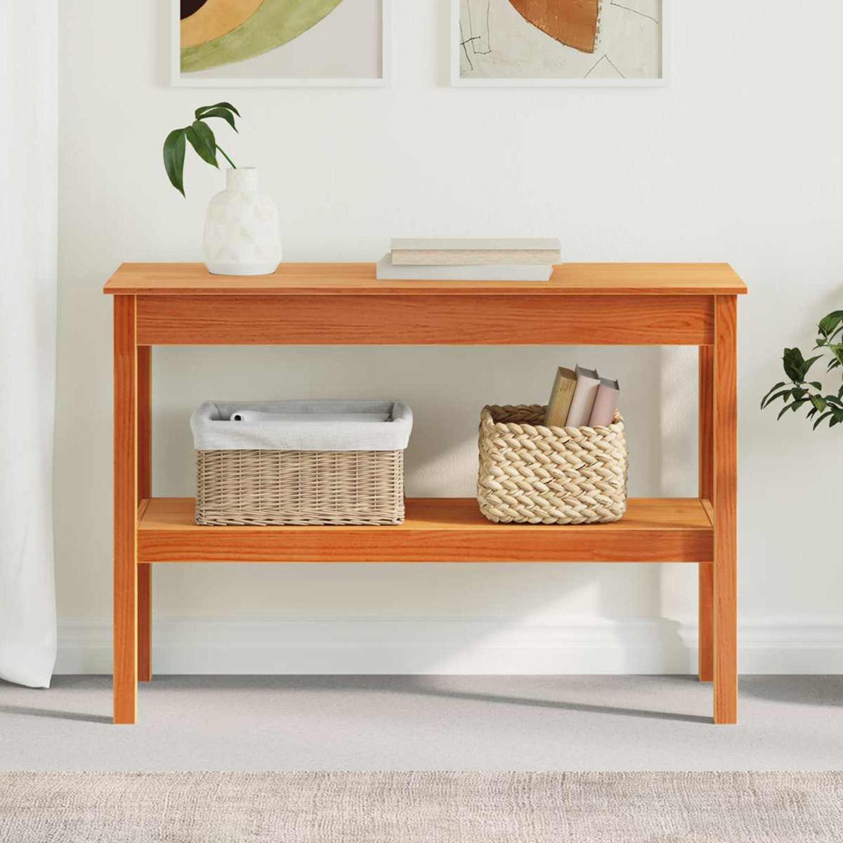 Console Table 80x40x75 cm Solid Wood Pine Wax brown 110 cm